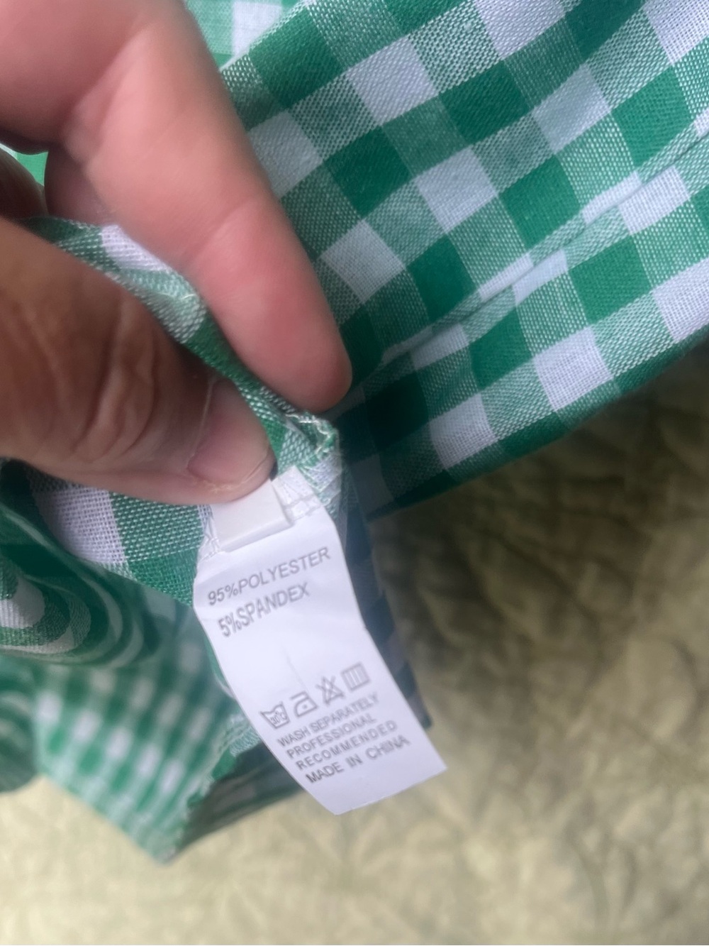 Green Gingham Ruffle Front Top - Picture 7 of 7